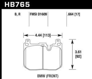 HB765B.664 HAWK Performance HPS 5.0 Klocki hamulcowe samochodowe (kpl.)