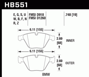 HB551F.748 HAWK Performance HPS Klocki hamulcowe (kpl.)