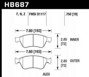 HB687B.750 HAWK Performance HPS 5.0 Klocki hamulcowe