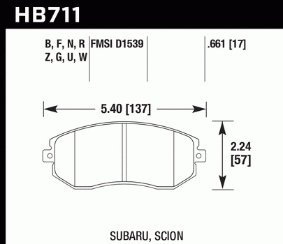 HB711N.661 HAWK Performance HP PLUS Klocki hamulcowe (kpl.)