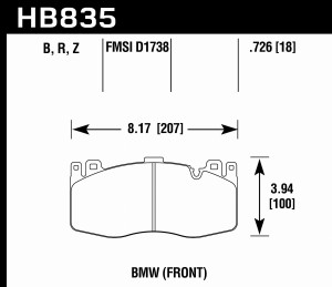 HB835B.726 HAWK Performance HPS 5.0 Klocki hamulcowe (kpl.)